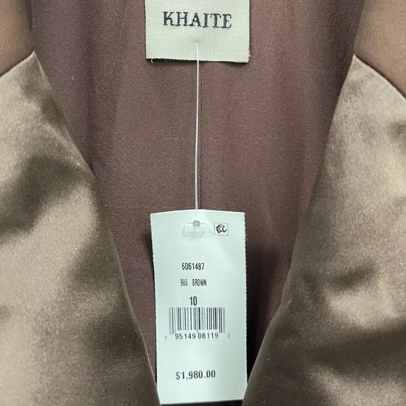 KHAITE Satin Lapel Suit in Brown, Blazer (size 10) + Wide Leg Pants (size 6) NWT - Picture 7 of 11
